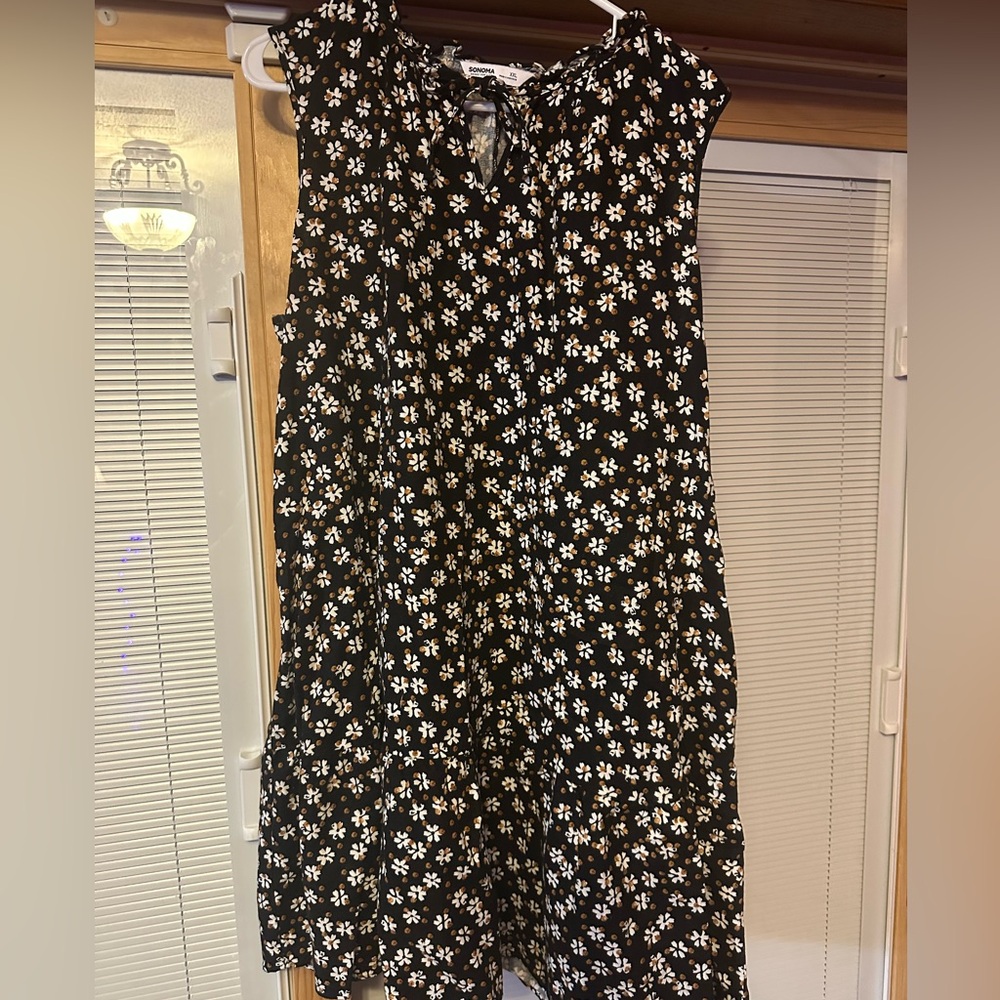 Sonoma Black and White Floral Midi Dress - Picture 4 of 5